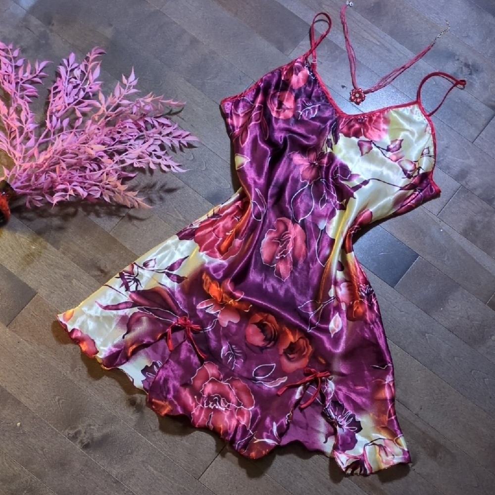 Floral Satin Slip Dress